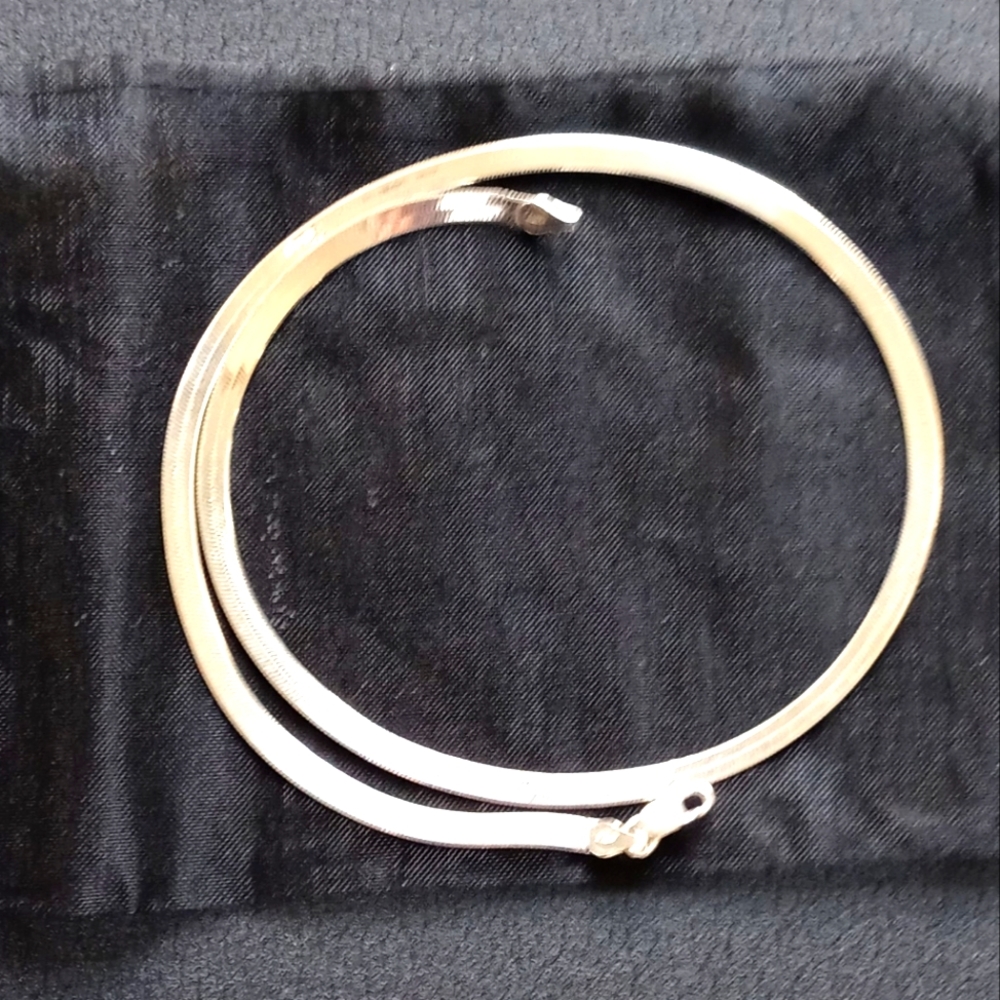 4mm sterling silver 16" herringbone necklace .925